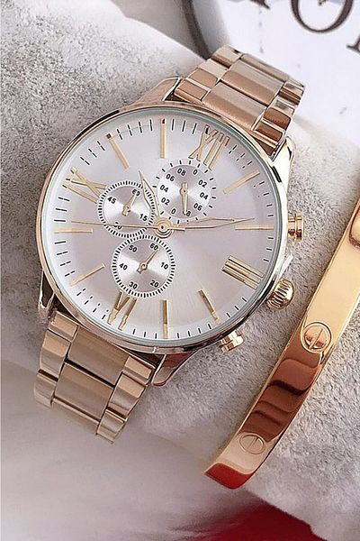 Leerybee Silver Color Steel Strap Unisex Wristwatch