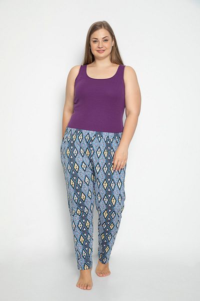 VISHENKA Women's Modal Printed Pocket Gray Color Pajama Bottoms / Plus Size
