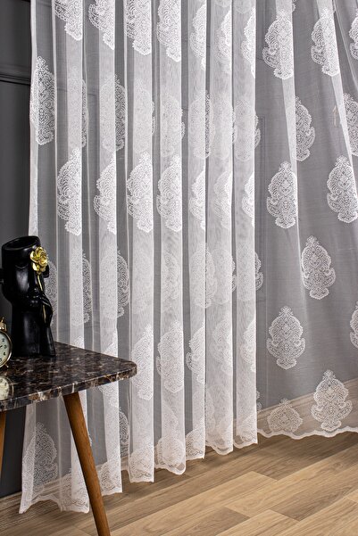 perdealemi Yeni Damaks Desen Örme Tül Perde, 100x260, Sık Pile, 1/3