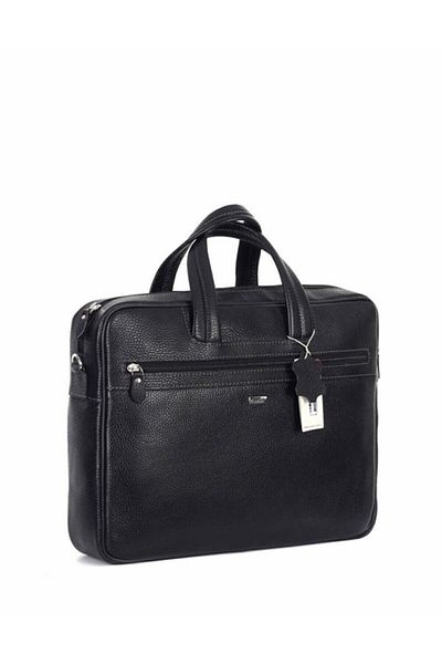 Aka Deri 253 Laptop/servietă unisex din piele naturală 100% neagră