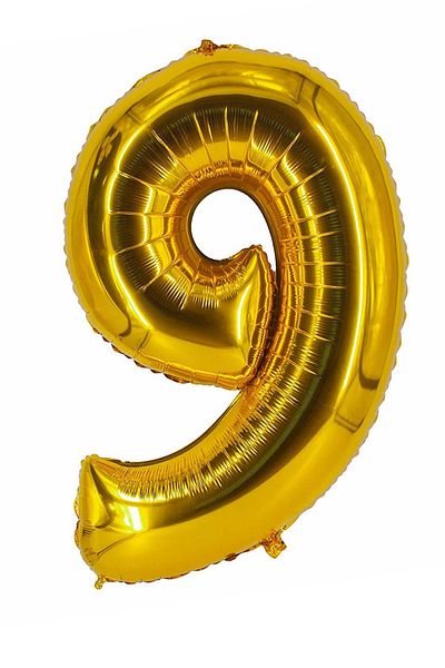 Parti dolabı 100 Cm Gold Gold Yellow Gold Large Foil 9 Number Balloon 40inc