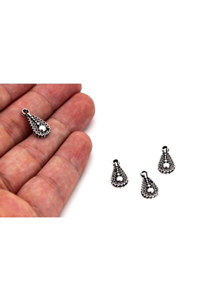 yfhobi 10 Adet - 8x17 Mm Damla Desenli, Metal Uç, Takı Malzemesi, Boyalı Gümü...