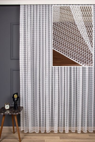perdealemi Lace Knitted Tulle Curtain High Gramage, 100x270, Sparse Pleat, 1/2