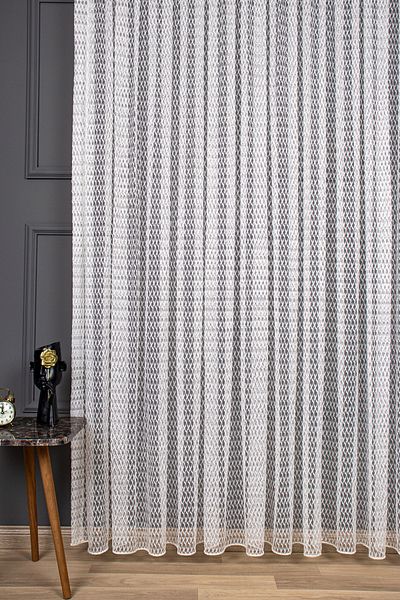 perdealemi Lace Knitted Tulle Curtain High Gramage, 100x270, Sparse Pleat, 1/2