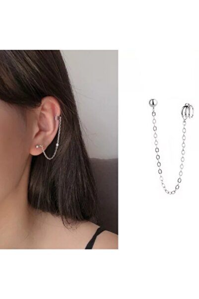 TakıConcept Üstten Deliksiz Zincirli Küpe