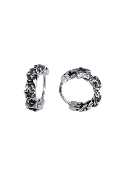 northstarshop Star Figure Sports Style Hoop Snap Biker 316l Steel Earrings (pair)