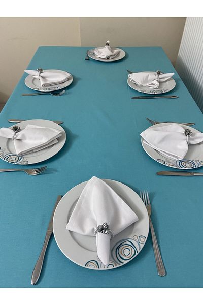 Zeren Home Комплект от 25 покривки за маса Carefree, устойчиви на течности, циан