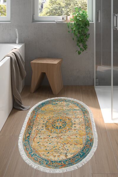 Alanur Home Eko Trend Djt Banyo Paspası Yıkanabilir Kaymaz Taban P1356 Oval V...