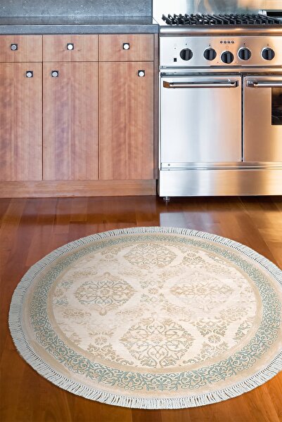 Alanur Home Eko Trend Djt Banyo Paspası Yıkanabilir Kaymaz Taban 1376 Yuvarlak Klasik Açık Turkuaz