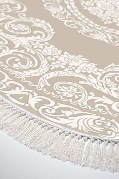 Alanur Home Eko Trend Djt Banyo Paspası Yıkanabilir Kaymaz Taban 747 Oval Klasik Bej