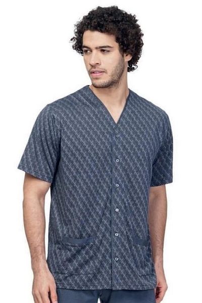 Çift Kaplan 8612 Jacquard Buttoned Front Men's Pajama Set
