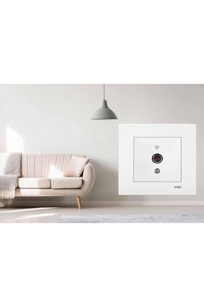 VİKO Karre White Flush Mounted F Connector Satellite Socket