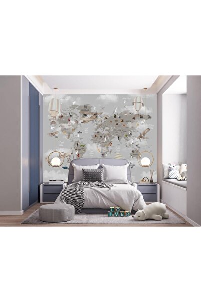 adalidekor Çocuk Odası Duvar Kağıdı Dünya Haritası