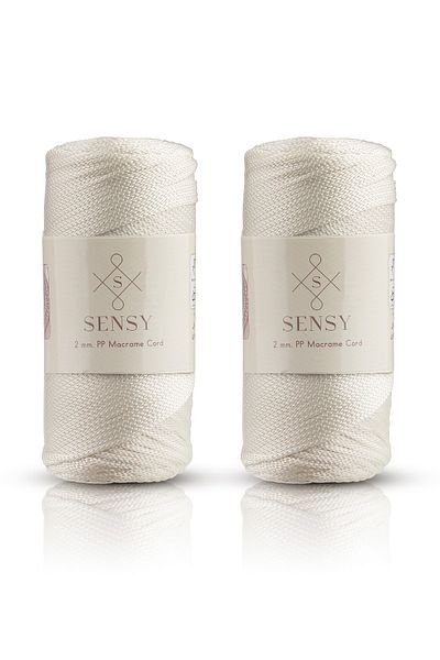 SENSY Premium 400 gr Polyester Macrame Thread 2 Mm Set of 2 Ecru Macrame Thread Pad Bag Thread No:4