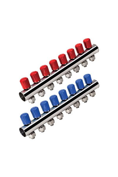 KAS Paslanmaz Kollektör Vanalı 12li (KIRMIZI - MAVİ) 1 Takım