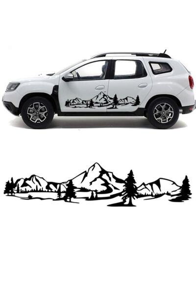 Genel Markalar Siyah Dağ Manzara Off Road Kamp Oto Sticker Araba Sticker Modifiye Tuning Çıkartma Etiket