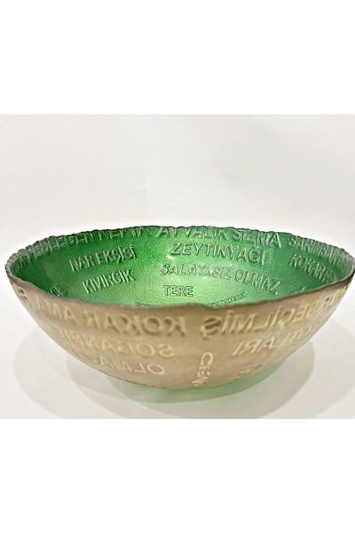 Vivid Eva Double Colored Glass Salad Bowl Green Gold 21 Cm
