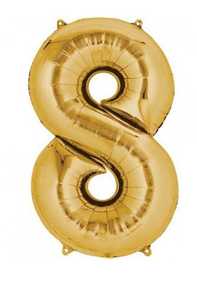 party mix 8 Number Foil Balloon Gold Color 76 Cm