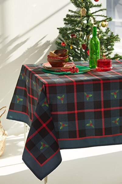 AYSHOME مفرش طاولة بتصميم فرع كوكينا باللون الأزرق الداكن