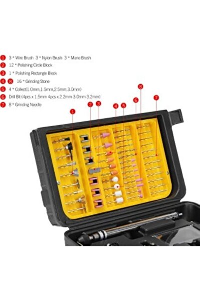 Millian 405 Parça 600 W Çift Makinalı Devir Ayarlı Gravür Oyma Seti Çantalı Çok Fonksiyonlu