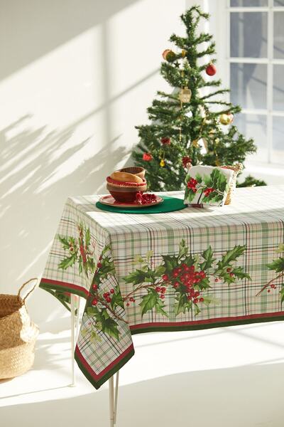 AYSHOME Новогодишна покривка за маса Kokina Branch Gingham