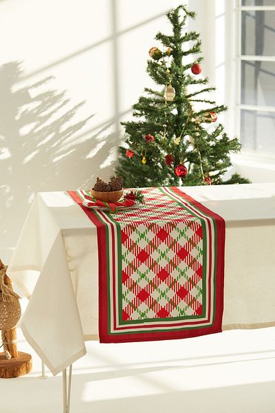 AYSHOME Gingham Πρωτοχρονιάτικος δρομέας 45x135