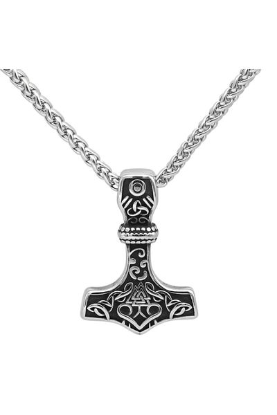 Viking Embroidered Design 316l Men's Steel Necklace