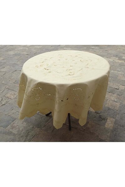 Mandaş Dertsiz Kesme Simli Yuvarlak Masa Örtüsü (160q)-gold