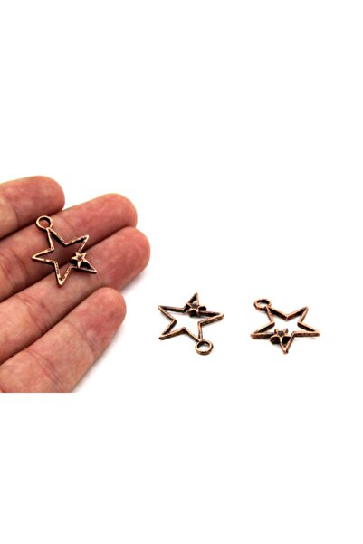 yfhobi 3 Adet - 21x24 Mm Yıldız Desenli, Metal Uç, Takı Malzemesi, Bakır Oksi...