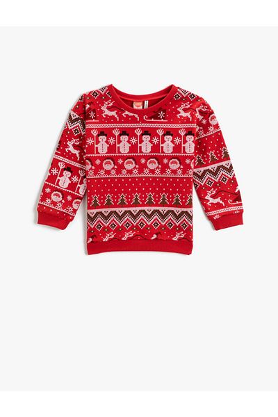 Koton Πρωτοχρονιάτικο φούτερ με θέμα το Crew Neck Cotton