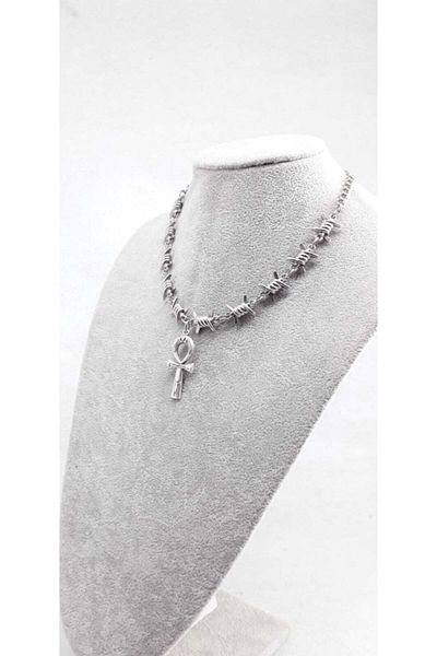 Fugusugu Ankh Barbed Wire Gothic Chain Choker