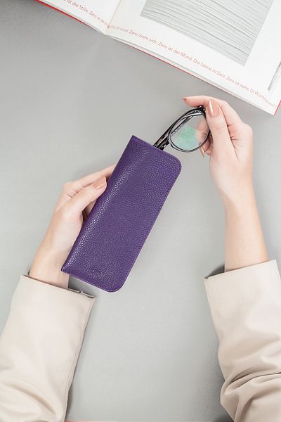 Leather Paper Leather Purple Glasses Case