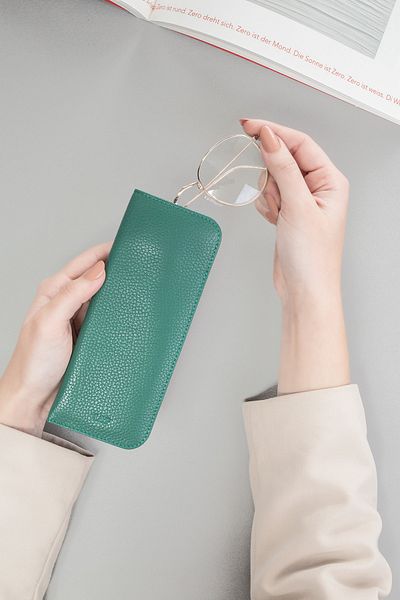 Leather Paper Emerald Green Leather Glasses