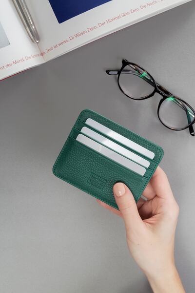 Leather Paper Kredi Kartlık Zümrüt Yeşil