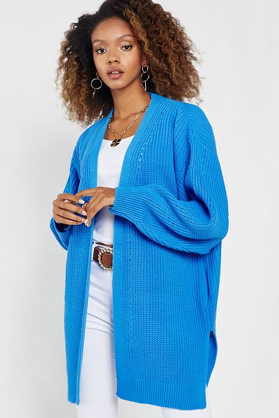 Hopoi Cardigan de buzunar tricot albastru