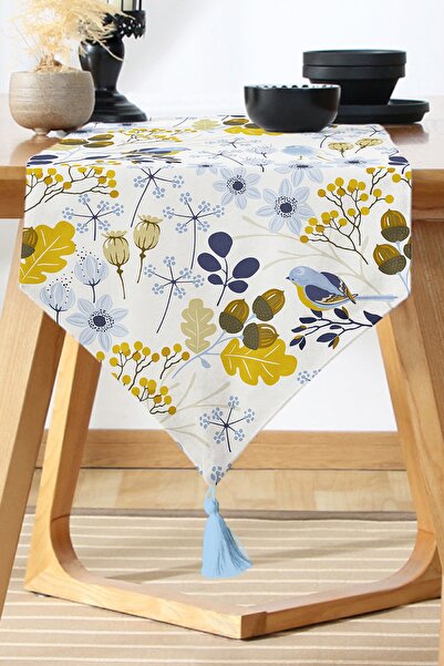 Nish & Royal Colorful Floral Pattern Digital Printed Modern Runner on White B...