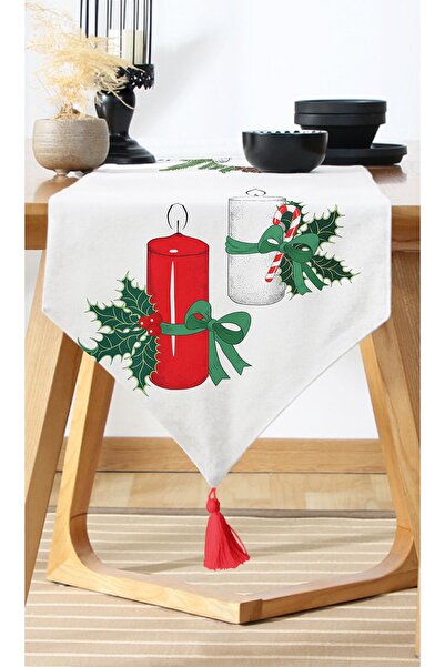 Nish & Royal Digital Printed Decorative Runner with Candle Holder Design Insi...