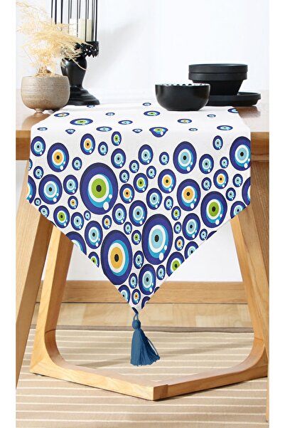 Nish & Royal Digital Printed Modern Runner with Evil Eye Bead Motif