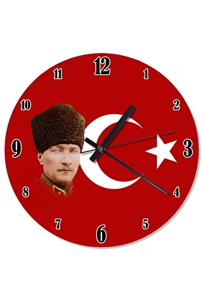 Genel Markalar Atatürk Ve Bayrak Desenli Duvar Saati