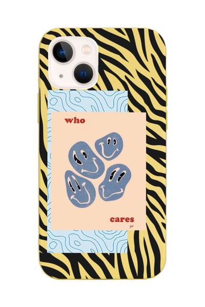 Spoyi حافظة هاتف متوافقة مع هاتف Iphone 13 Who Cares Design باللون الأصفر