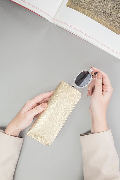 Leather Paper Gold Leather Glasses Case - Stylish and Comfortable