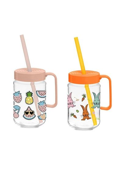 Herevin 370 Cc Mixed Patterned Glass Mug with Handle (Mixed Color 1 Piece) 111761 -001