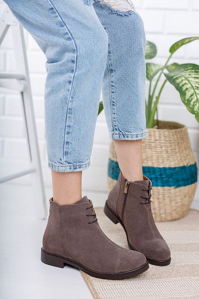 Deripabuc Genuine Leather Brown Brown Suede Women's Leather Boots Trc-2733