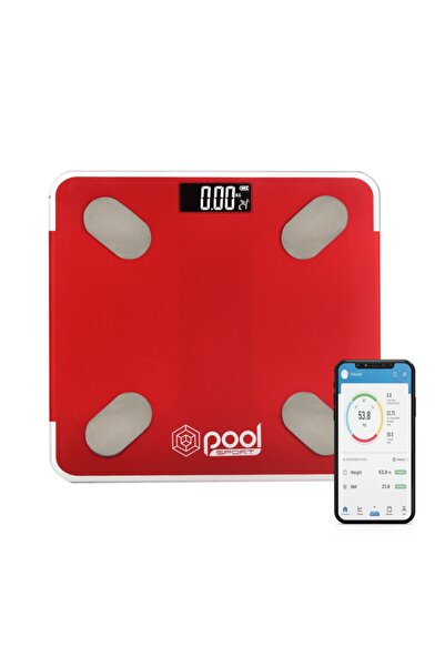 POOL Sport Hz-1101 Kırmızı Yağ Ölçer Fonksiyonlu Akıllı Bluetooth Baskül