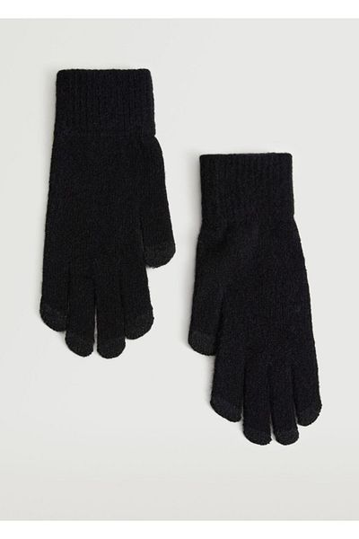 MANGO Man Men's Black Touch Knitting Gloves