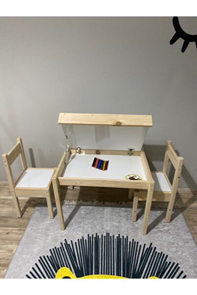 Evci Wood Montessori Ahşap Çocuk Oyun Ve Aktivite Masa Sandalye Seti Yaz-sil ...