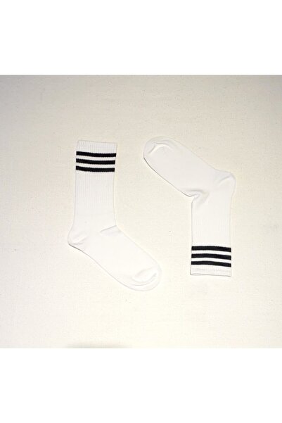 onlywild Unisex Λευκές Ριγέ Κάλτσες Τένις