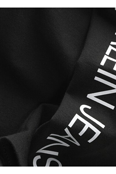 Calvin Klein Logo Legging Normal Bel Dar Kalıp Düz Siyah Kız Çocuk Tayt