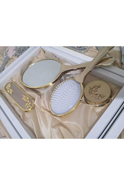 HEE-RAA Σετ χτένας καθρέφτη He-ra 30 εκ. μπεζ βελούδινο