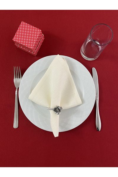 Zeren Home Σετ σερβιρίσματος σερβιρίσματος από ύφασμα χωρίς γκλίτερ σετ 6 τεμαχίων κρέμα